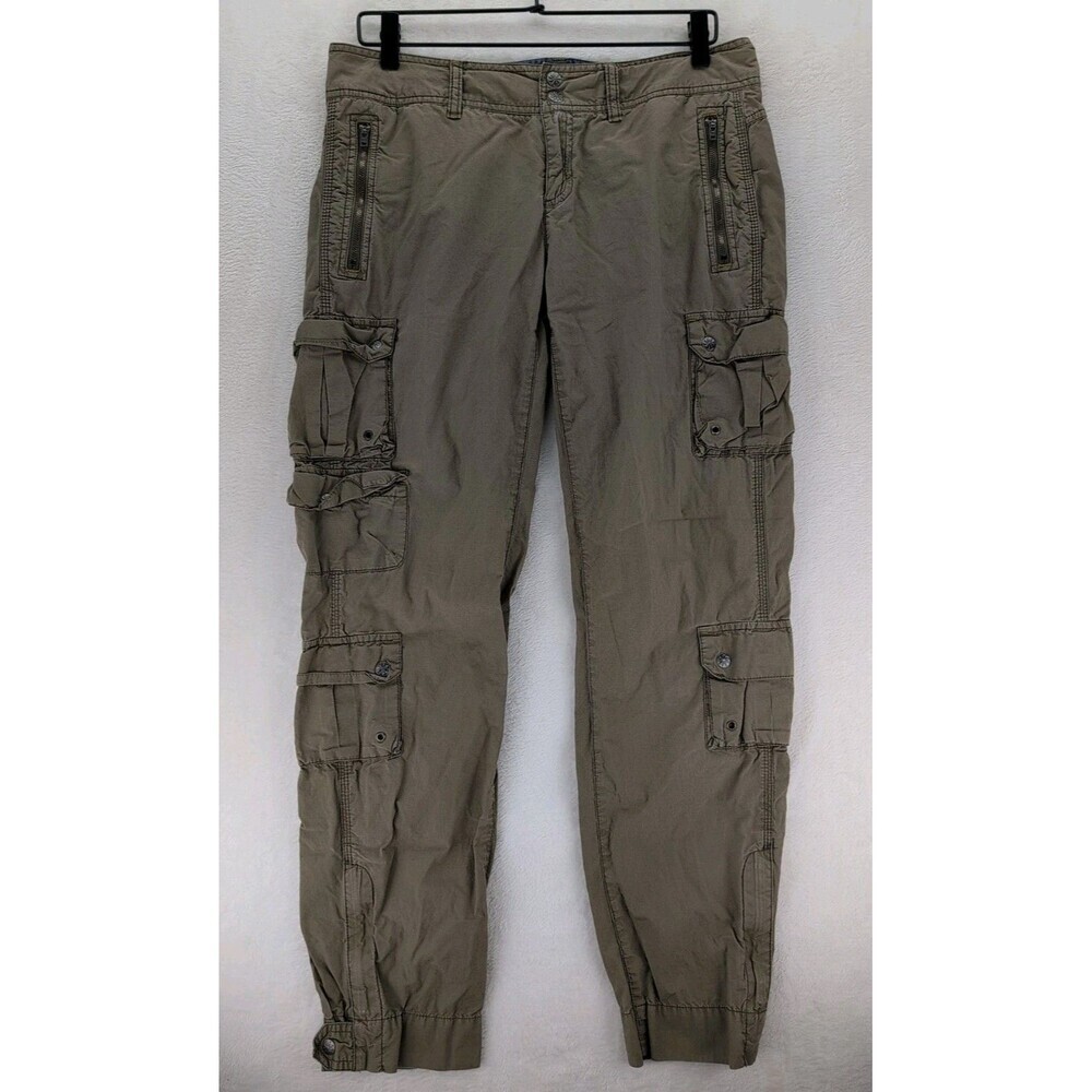 Athleta Cargo Hiking Jogger Pants Army Green Zip Pockets Size 10 Tactical Style
